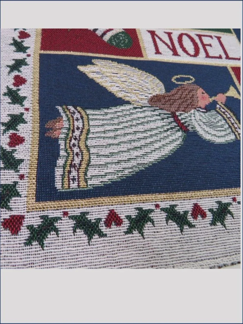 Vintage Night Before Christmas Metallic Tapestry Panels 12x12 Pair 2 Cottagecore